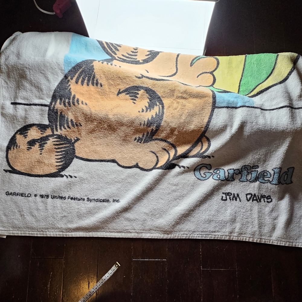 Vintage JCPenney Garfield 'I live for the weekends' Summer Beach Towel Jim Davis - Picture 9 of 9